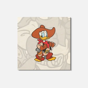 Donald Duck Cartoon Cowboy 4'' X 4'' Square Wooden Coaster - Picture 1 of 3