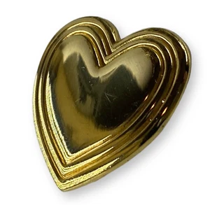 THE VARIETY CLUB Vintage 1993 Layered Gold Tone Heart Charity Pin Brooch - Picture 1 of 3