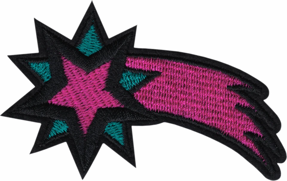 Patch - Shooting Star Pink Teal Outer Space Embroidered 3.5" Iron On #43091 New - Image 1 of 1