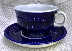 Arabia Finland Cobalt Blue & White Valencia Demitasse (or Espresso) Cup & Saucer - Picture 1 of 10