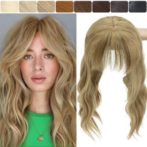 100% Natural Hair Topper Clip In Top Toupee Hairpiece Full Head Hair Extensions - Picture 1 of 50