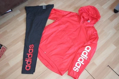 NUEVO CON ETIQUETAS PARA MUJER ADIDAS TALLA S CORAL SUDADERA CON CAPUCHA CORTAVIENTOS, LEGGINGS Foto 1 de 4