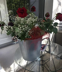 Ikea CITRONMELISS Übertopf,Vase,dekoTonne,MülleimerØ34cm./32cm.HVerzinkter Stahl - Bild 1 von 8
