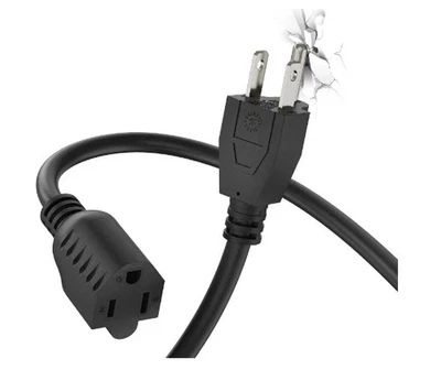 3 FT Extension Cord, Short Power Cord Indoor/Outdoor6 Gauge 3 Prong 1 Black - Image 1 of 4
