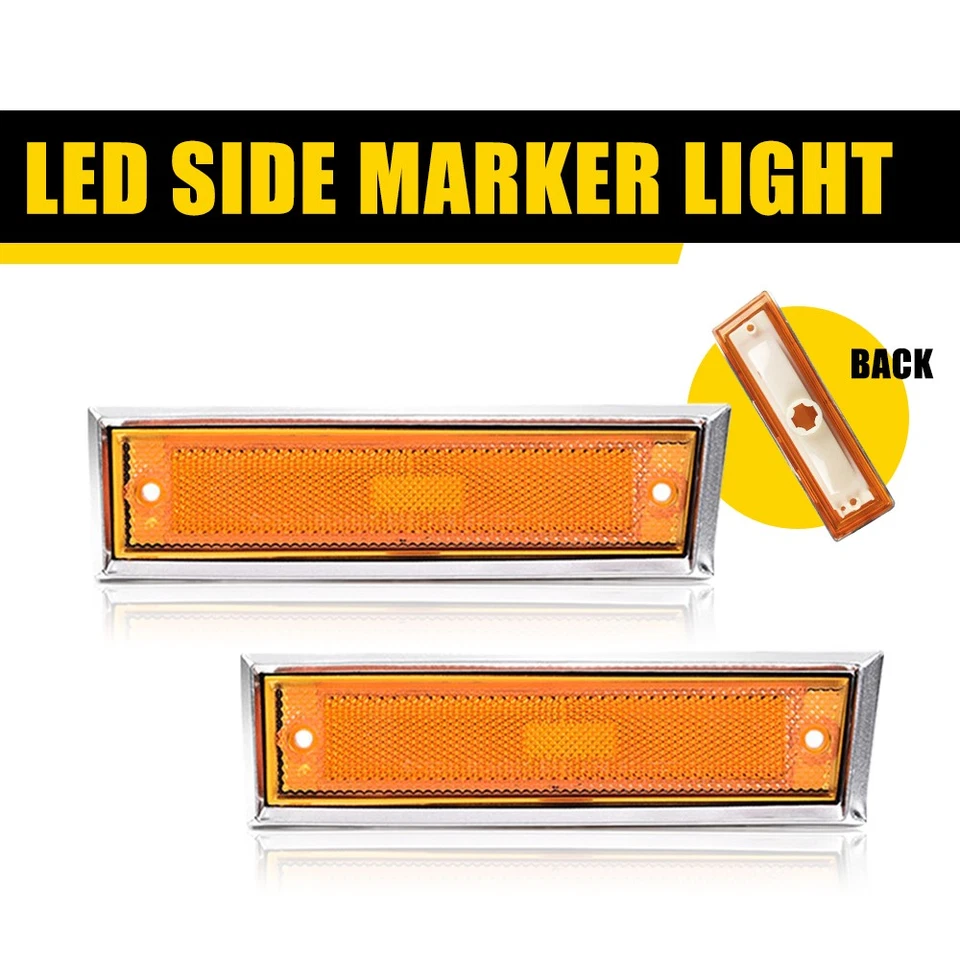 Lente de luz marcadora lateral delantera 2 piezas para camioneta 88-89 GMC V2500 88-91 V3500 Foto 1 de 4