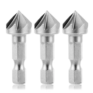 Paquete de 3 brocas avellanadoras de vástago hexagonal de 1/4"" 6 flautas para...  - Imagen 1 de 7
