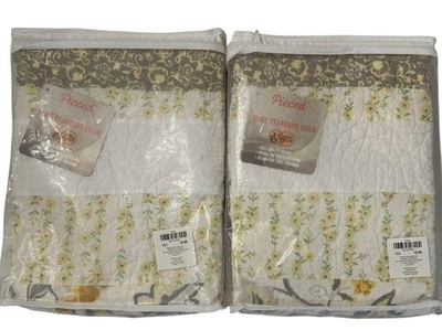 Juego de 2 fundas de almohada acolchadas Alice Cracker Barrel gris amarillo retazos nuevo en paquete Foto 1 de 4
