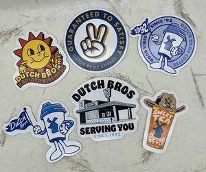DUTCH Bros Coffee STICKER Lot 6 No Duplicates Grand Opening Texas Sweet Tea - Picture 1 of 13