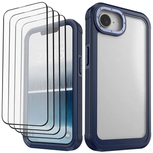 For iPhone 16e Case Rugged Shockproof Aluminum Clear Cover With Tempered Glass - Picture 1 of 18