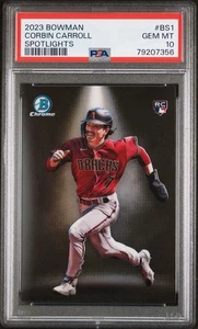 2023 BOWMAN CHROME CORBIN CARROLL ROOKIE SPOTLIGHTS SP RC #BS1 PSA 10 Gem Mint - Picture 1 of 3