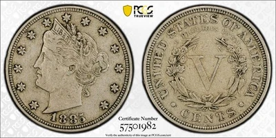 1885 5C Liberty Nickel PCGS XF45 (GOLD Label) - KEY DATE IN SERIES - Image 1 of 4