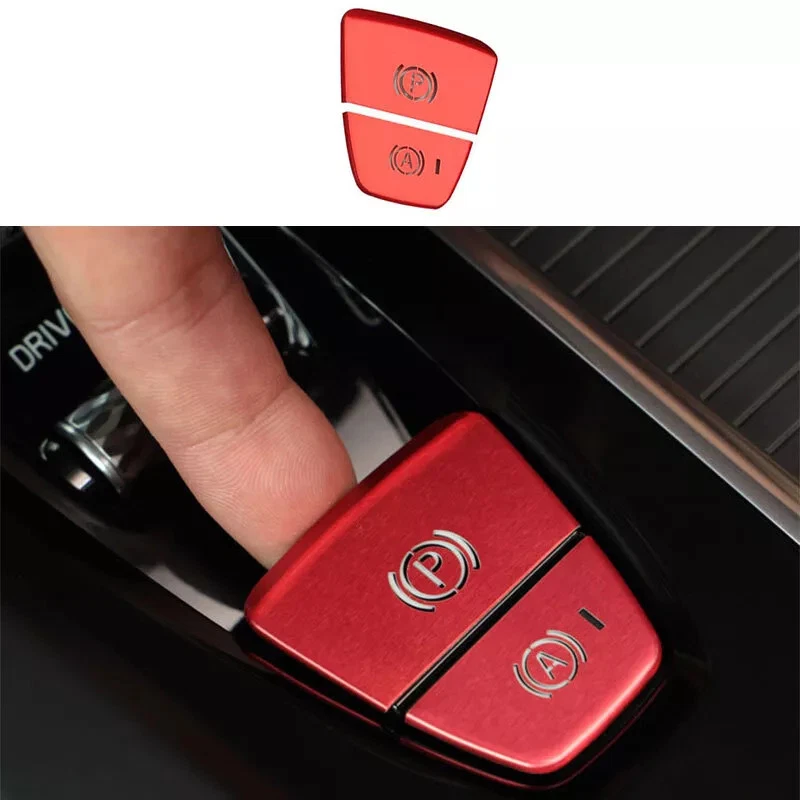 Blue/Red Aluminium Electronic Handbrake Panel Trim For Volvo XC90 2016-2023 2PCS Foto 1 de 4