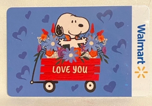 Walmart Peanuts Snoopy Love You Red Wagon Flowers 2025 Gift Card FD-109130 - Image 1 of 1