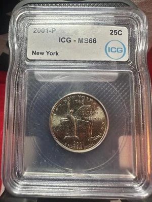 2001-P - State Quarter - NEW YORK - ICG - MS - 66 - Image 1 of 4