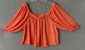 BB Dakota Steve Madden Damen Orange 3/4 Arm Schulterfrei Ösen Crop Shirt L - Bild 1 von 9