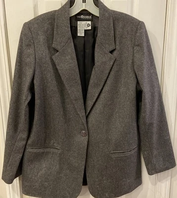 Blazer de Colección Sag Harbor Mezcla de Lana Carbón Botón Único Talla 12P Traje Chaqueta Foto 1 de 4