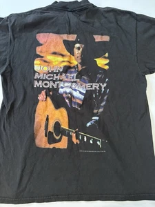 Camicia nera vintage John Michael Montgomery Kickin It Up 1994 taglia L - Foto 1 di 8