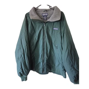 Vintage Lands End Hunter Green Squall Jacket Large Fleece Lined Windbreaker - Picture 1 of 8