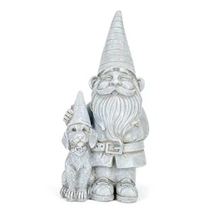 Gnome 12 inch Resin Stone Garden Statue () Gnome and Dog - Picture 1 of 7