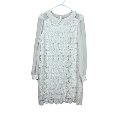 Eliza J Royal Collection Dress Size 12 Ivory Lace Shift Knee Length Long Sleeve - Image 1 of 4