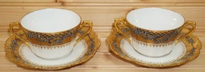 LS&S Lewis Straus & Sons LSS242 Frankreich (2) Bouillon Schüssel & Untertasse SETS (G54) - Bild 1 von 16