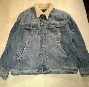 VTG Old Navy Mens 2XL Trucker Jacket Sherpa Lined Blue Denim - Picture 1 of 20
