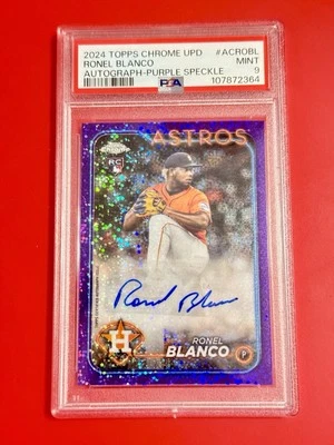 2024 Topps Chrome Update AC-ROBL Ronel Blanco RC AUTO Purple Speckle /299 PSA 9 - Image 1 of 2