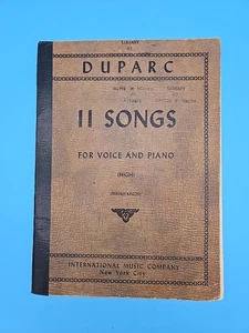 Henri Duparc 11 Lieder Hohe Stimme Klavier 1952 Klavier Solo Noten Recital Book - Bild 1 von 9