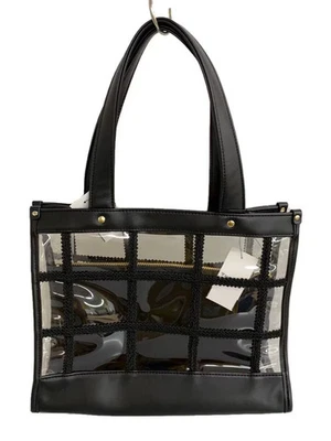 Bolso de Mano MARY QUANT 2 Vías con Bolsa a Cuadros Transparente, Negro, Color Sólido, PVC, 223-8 Foto 1 de 4