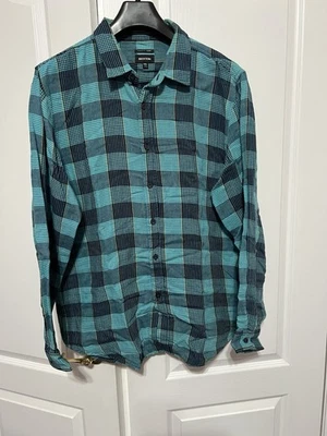 Camisa Brixton Franela XXL Para Hombre Manga Larga Verde Azulado y Negro Estilo a Cuadros 100% Algodón Foto 1 de 4