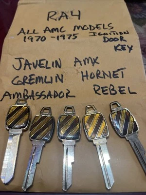 AMC Original Dealer Stock Key Javelin AMX Gremlin Hornet Rebel Ambassador 70-75 - Image 1 of 4