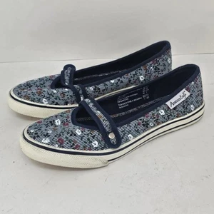 Vintage American Eagle Mary Jane Flats Women's 6.5 Floral Stripe AOP Y2K 00s NOS - Picture 1 of 9