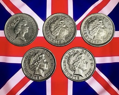 Lot of 5 Great Britain 5 Pence Coins - 1990s & 2000s - Combined Ship - Image 1 of 2