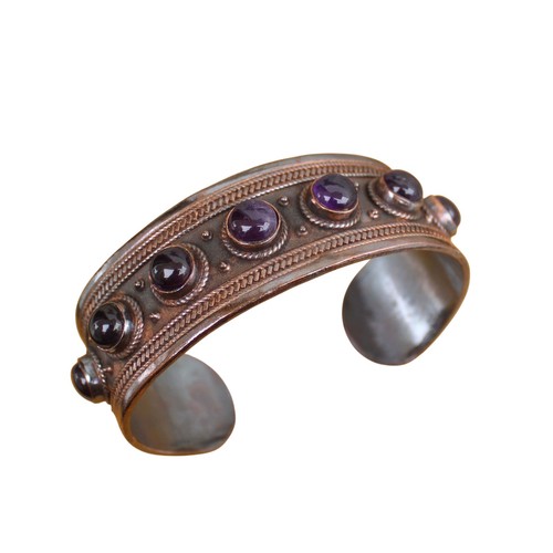 VALENTINO Bracciale in rame ametista naturale braccialetto pietre preziose fatto a mano gioielli