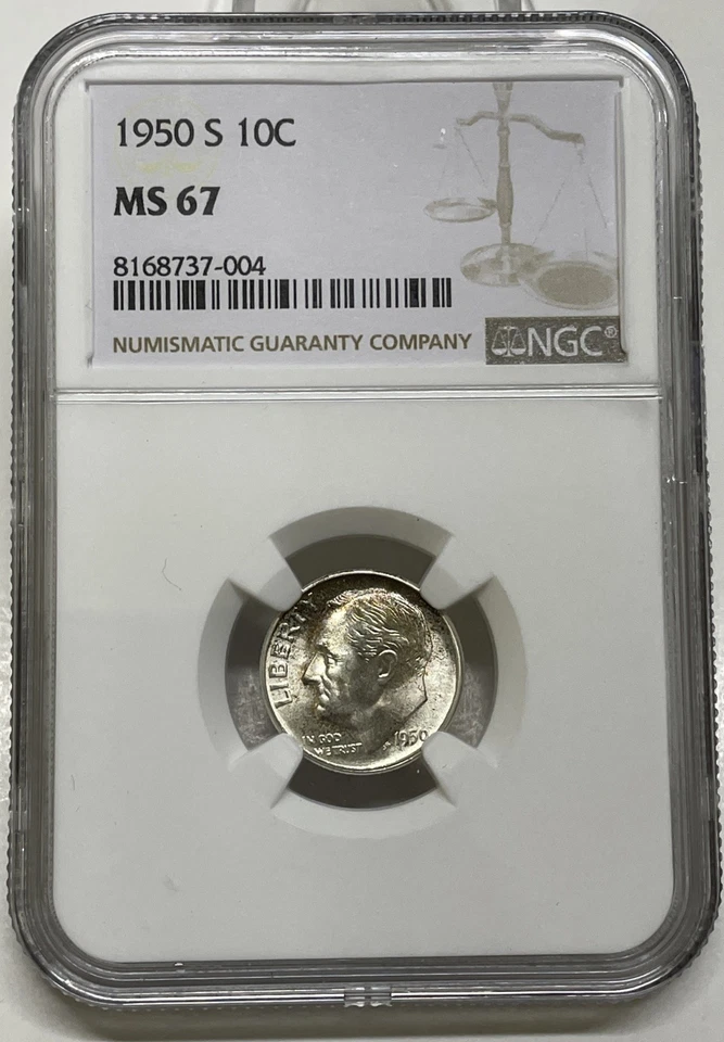 1950-S Roosevelt Dime 10c NGC MS67 Key Date - Image 1 of 4
