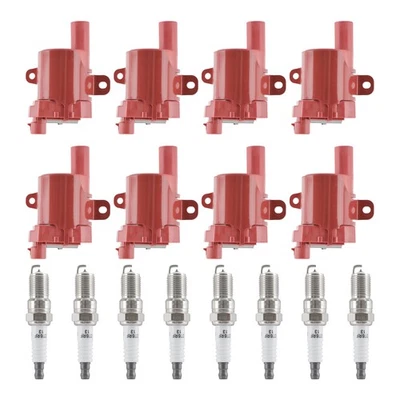 8x Red Round Ignition Coil & 8x Iridium Spark Plug Kit for Chevy GMC Cadillac - Изображение 1 из 4