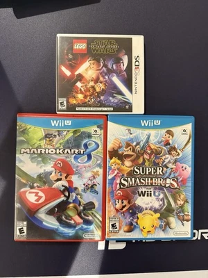 Nintendo Game Lot - Mario Kart 8 + Super Smash Bros for Wii U Bundle+ 3DS  - Image 1 of 3