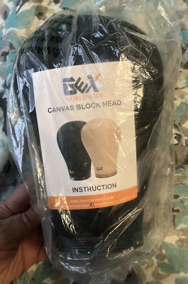 GEX Cork Canvas Block Head Mannequin Display Head Black w/Mount Hole 22.5 New - Image 1 of 4