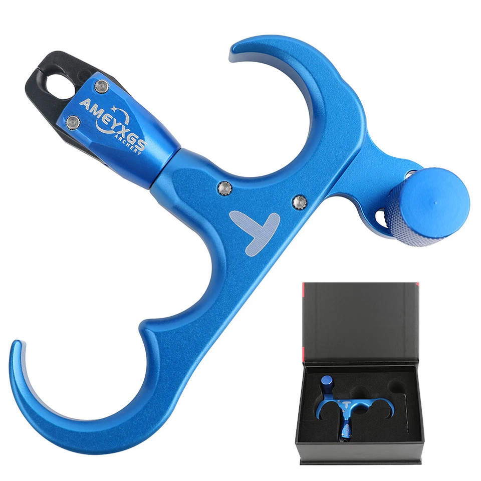 Archery Bow Release Aids 3 Finger Thumb Trigger 360° Compound Hunting Grip RH LH - Image 1 of 4