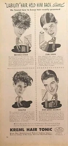 Kreml Hair Tonic Responsabilidad Cabello Cabezas Grandes Divertido Anuncio Impreso Vintage 1946 - Imagen 1 de 4