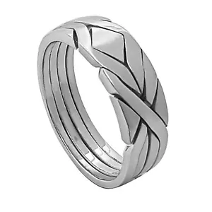 4 band Ephesus Criss cross puzzle ring 925 silver handmade  puzzle ring - Picture 1 of 4