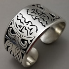 Hecho En Mexico Solid Sterling Silver Wide Cuff Bangle 52.4g Beto Cao Taxco