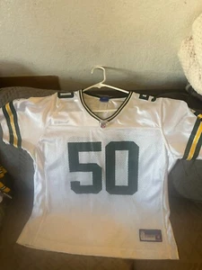 Vintage A.J. Hawk #50 Green Bay Packers Jersey by Reebok Youth XL Printed White - Picture 1 of 2