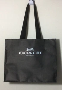 Lot 2 COACH Paper Shopping Bag Black with Silver Design Logo 13 X 16 X 6.5” New - Picture 1 of 2