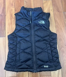 North Face Vest Girls XXS (5) Black Puffer Quilted Nylon Goose Down 550 Zip - Picture 1 of 11