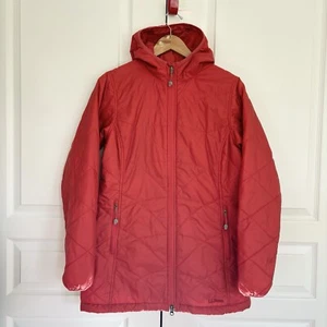 LL Bean PrimaLoft Hooded Insulated Mid-Long Jacket Coat Full Zip Womens Medium - Picture 1 of 9