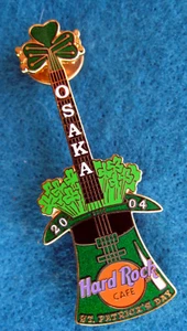 OSAKA 2004 ST PATRICK'S DAY GREEN TOP HAT GUITAR SHAMROCK Hard Rock Cafe PIN LE - Picture 1 of 1