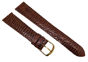 Watch strap watch strap real lizard flat 18/14 mm brown clasp yellow/51 - Picture 1 of 4
