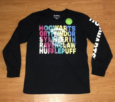 NUEVA Camiseta Harry Potter Hogwarts Gryfindor Manga Larga Juvenil Grande 14/16 Negra Foto 1 de 4