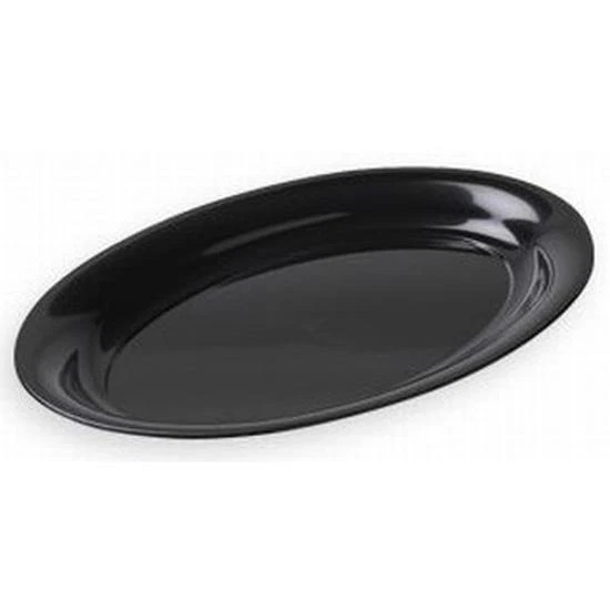 Black Plastic Oval Serving Tray 16" x 11" Plastic Tableware Party Supplies - Image 1 of 1